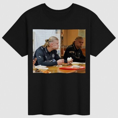 Erling Haaland Eating Meme T-Shirt | Funny Football Graphic Tee
