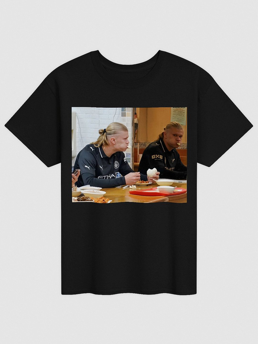 Erling Haaland Eating Meme T-Shirt | Funny Football Graphic Tee