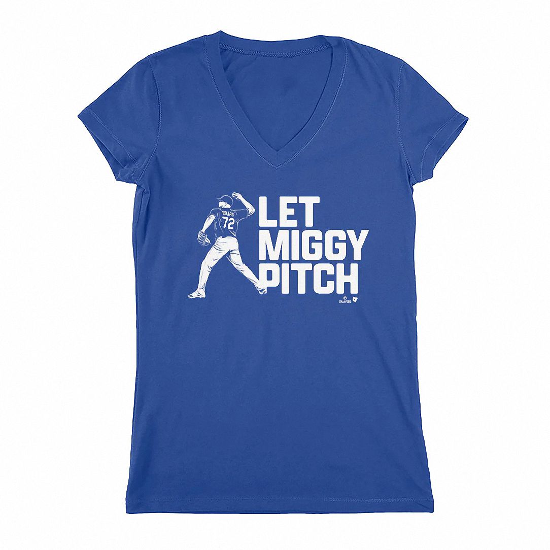 Let Miggy Pitch Women's V-Neck T-Shirt | LA Baseball Fan Gear