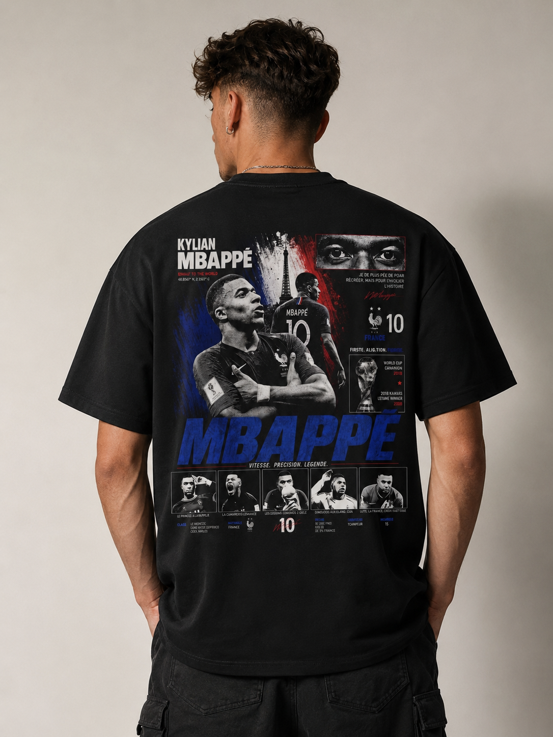 Kylian Mbappé Vintage Bootleg T-Shirt | France #10 Graphic Tee
