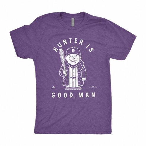Hunter Is Good, Man Funny Baseball Graphic Tee | Men's Purple Shirt