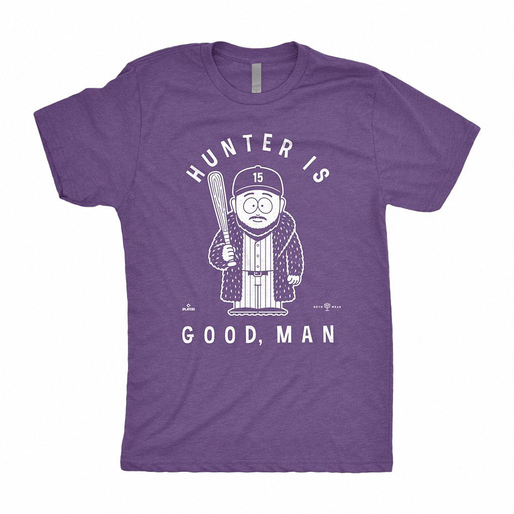 Hunter Is Good, Man Funny Baseball Graphic Tee | Men's Purple Shirt