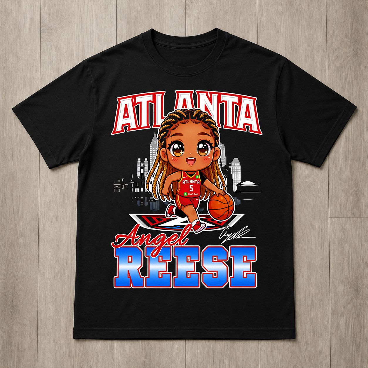 Angel Reese Atlanta Cartoon Basketball Graphic Tee - WNBA Fan Shirt