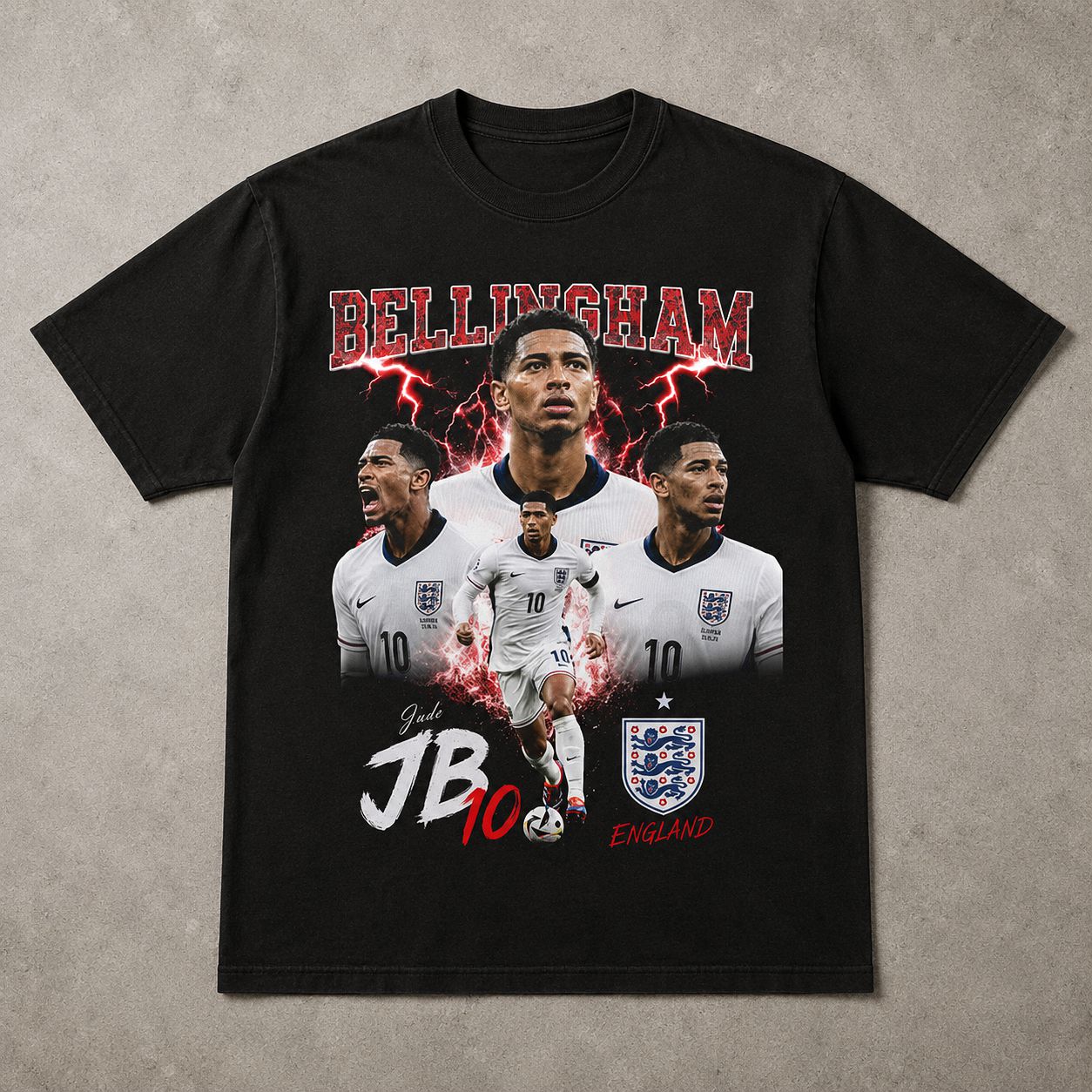 Jude Bellingham Vintage Bootleg Graphic Tee | England No. 10 Shirt