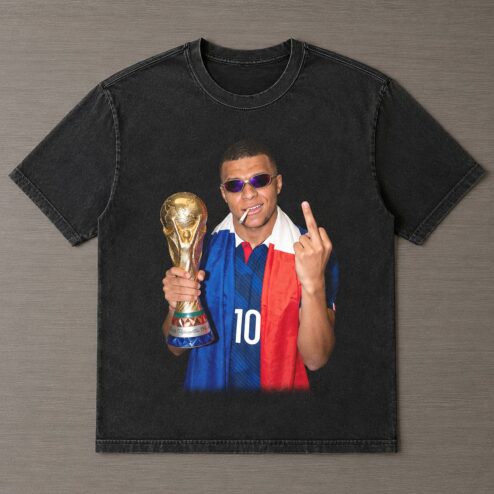 Mbappe Middle Finger Vintage Wash Hoodie | 2026 Meme Streetwear