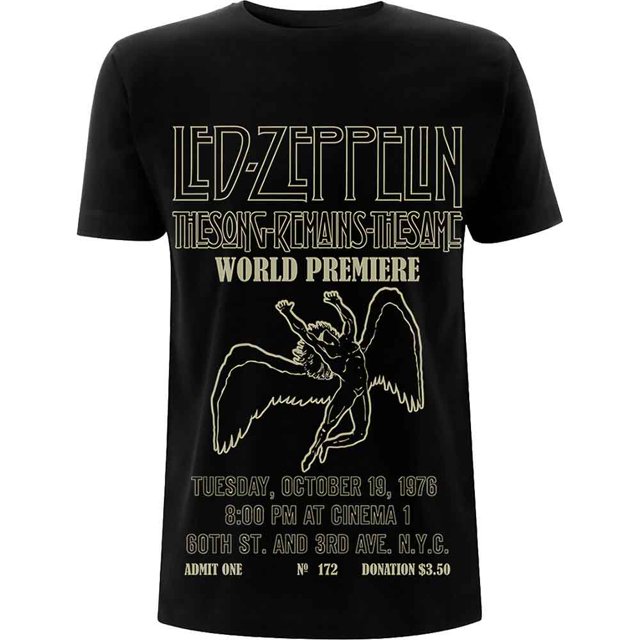 Led Zeppelin The Song Remains The Same 1976 Premiere T-Shirt