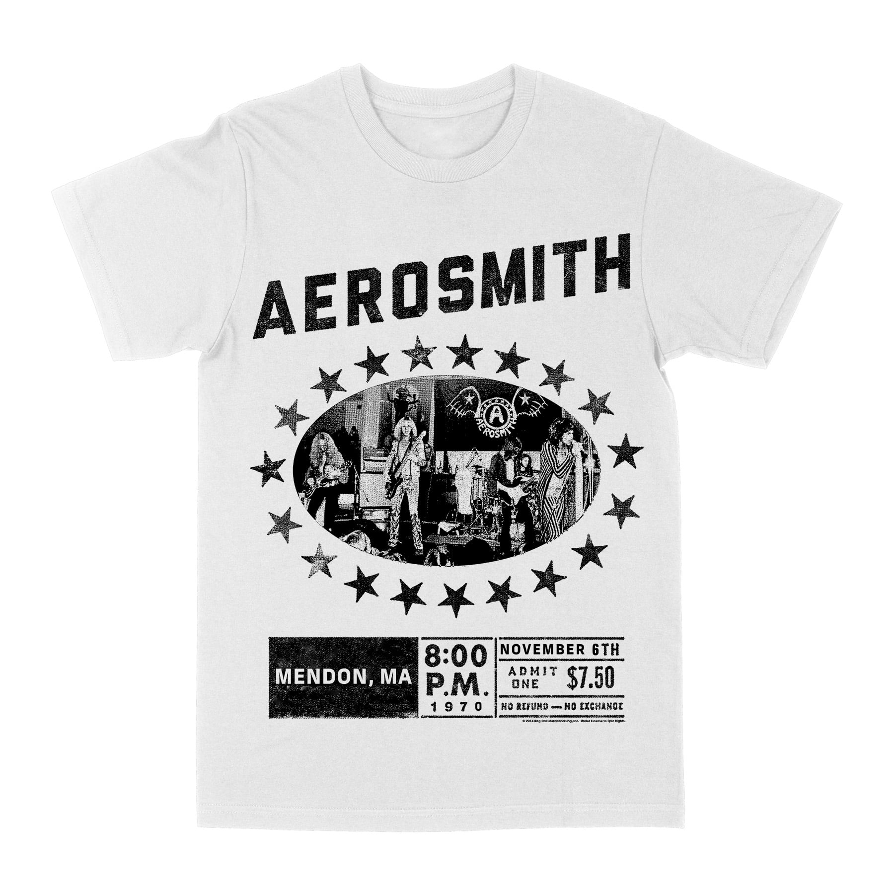 Vintage Aerosmith 1970 Ticket Stub Graphic Tee | Retro Rock Concert Shirt