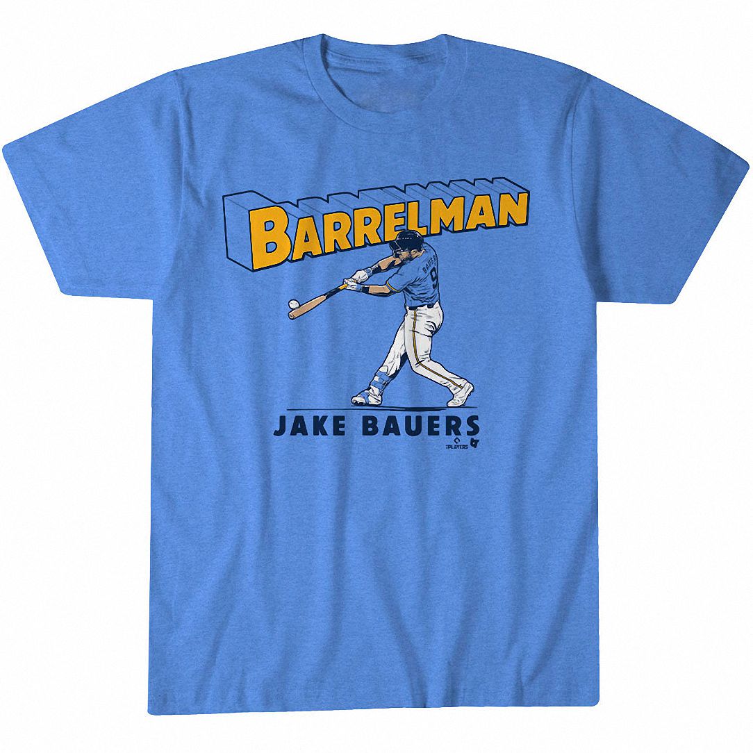 Jake Bauers Barrelman T-Shirt | Retro Milwaukee Baseball Graphic Tee