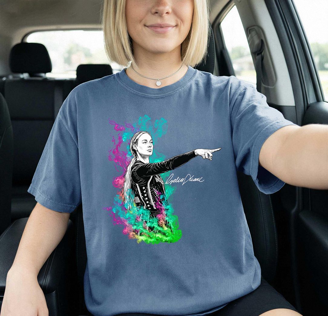 Female Hoops Player Portrait Graphic Tee - Colorful Sports Shirt