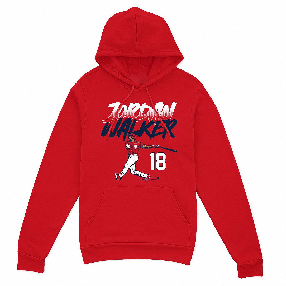 Number 18 Baseball Player Graphic Hoodie | Heavyweight Red Pullover