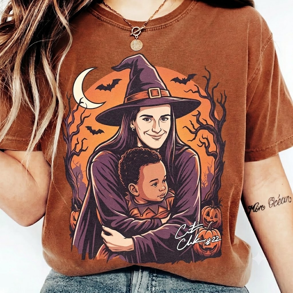 Caitlin Clark #22 Witch Mom Halloween T-Shirt | Spooky Season Tee ixtlgbsqis