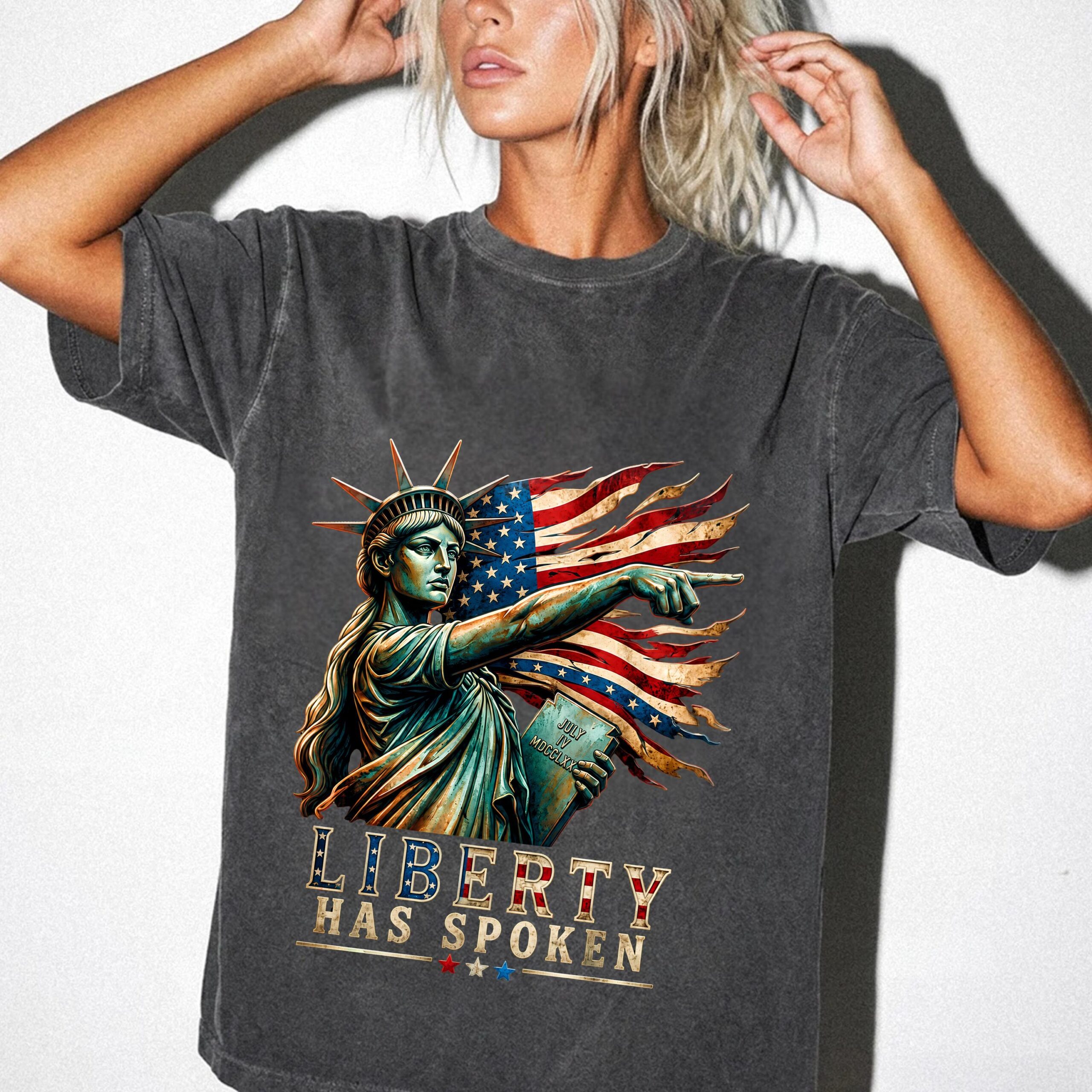 Statue of Liberty "Liberty Has Spoken" Patriotic Graphic Tee