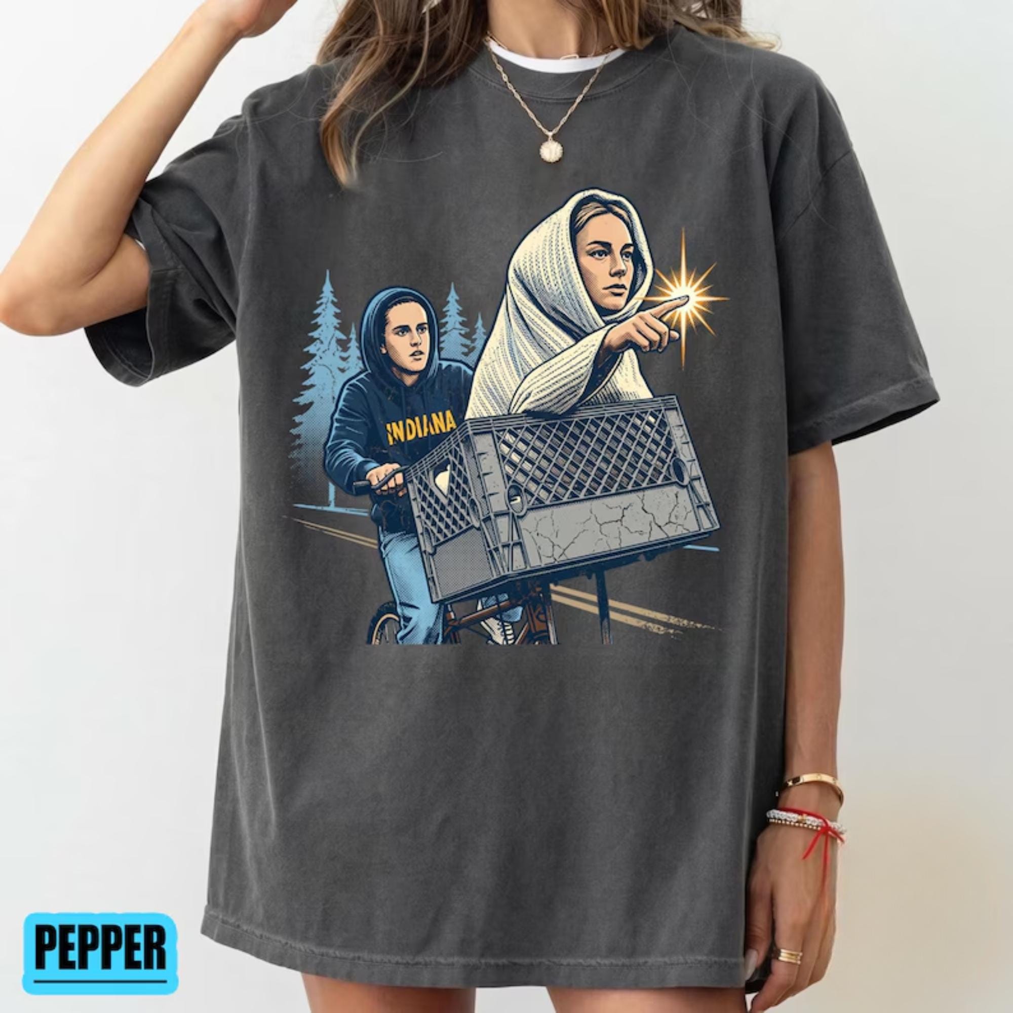 Caitlin Clark Indiana E.T. Parody Graphic Tee - Vintage Basketball Shirt