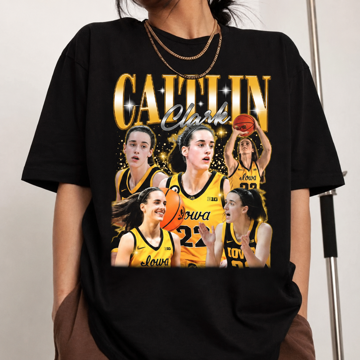 Caitlin Clark Iowa 22 Vintage Bootleg Rap Tee Graphic T-Shirt