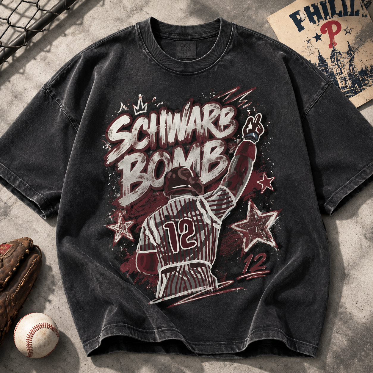 Vintage Kyle Schwarber Schwarb Bomb 12 Graphic Tee