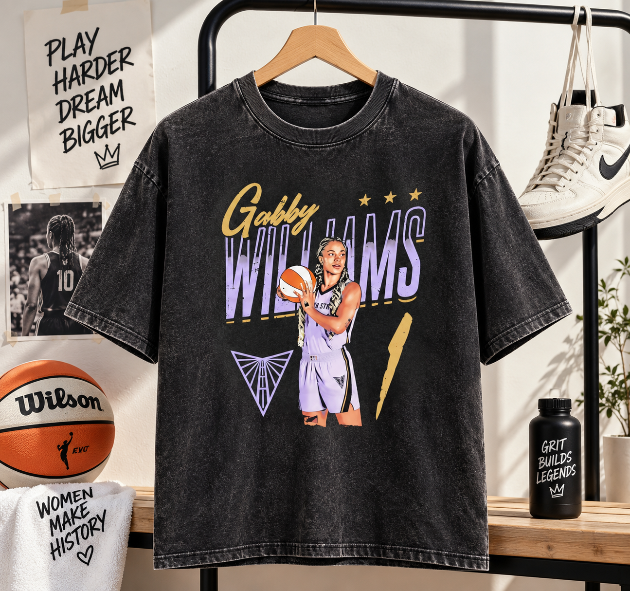 Gabby Williams Retro Basketball Graphic Tee - Women's Hoops Fan Shirt