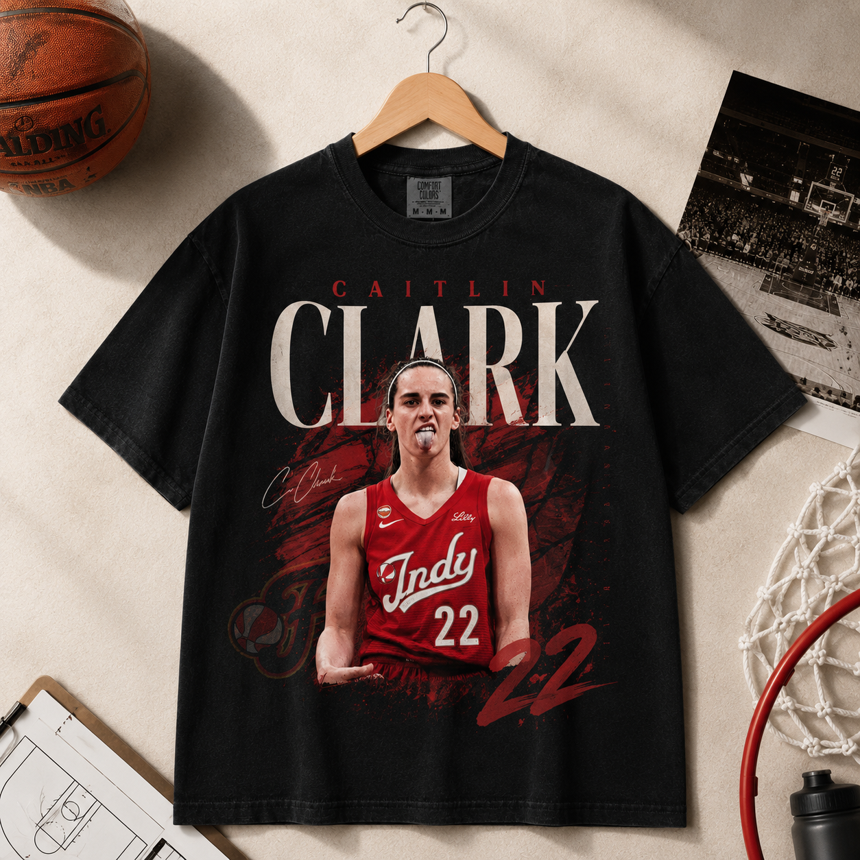 Caitlin Clark Vintage 90s Bootleg Graphic Shirt Indy 22 WNBA Tee
