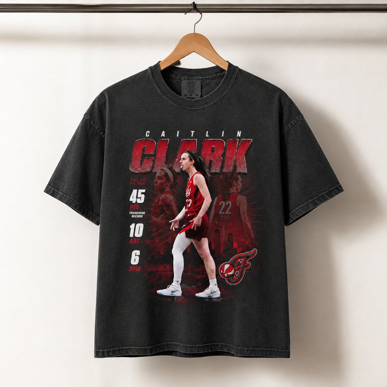 Caitlin Clark 45-Point Franchise Record Vintage Graphic Tee