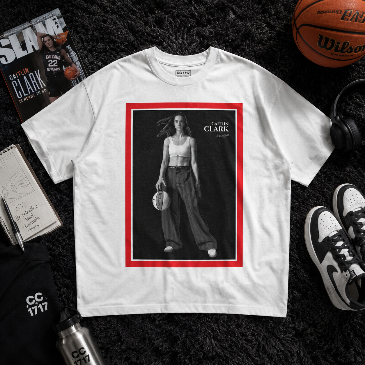 Caitlin Clark Vintage Portrait Graphic Tee - WNBA Basketball Shirt