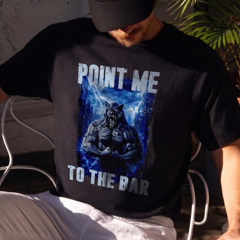 Point Me To The Bar Werewolf Shirt - Funny AST Gym & Drink Tee