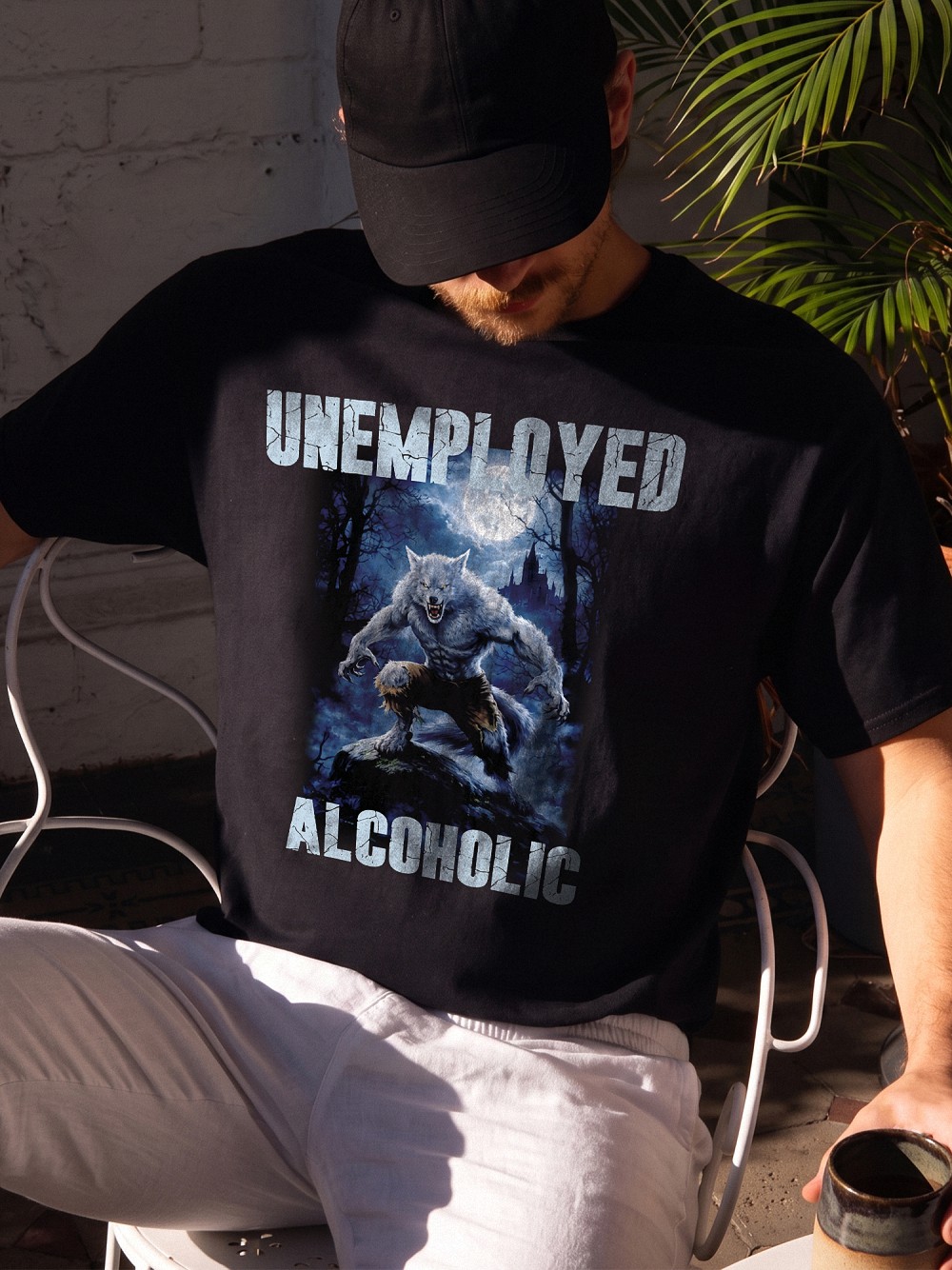 Unemployed Alcoholic Werewolf Shirt Funny Dark Humor Tee