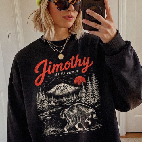 Jimothy Seattle Wildlife Sweatshirt | Vintage Bear Office Fan Gift