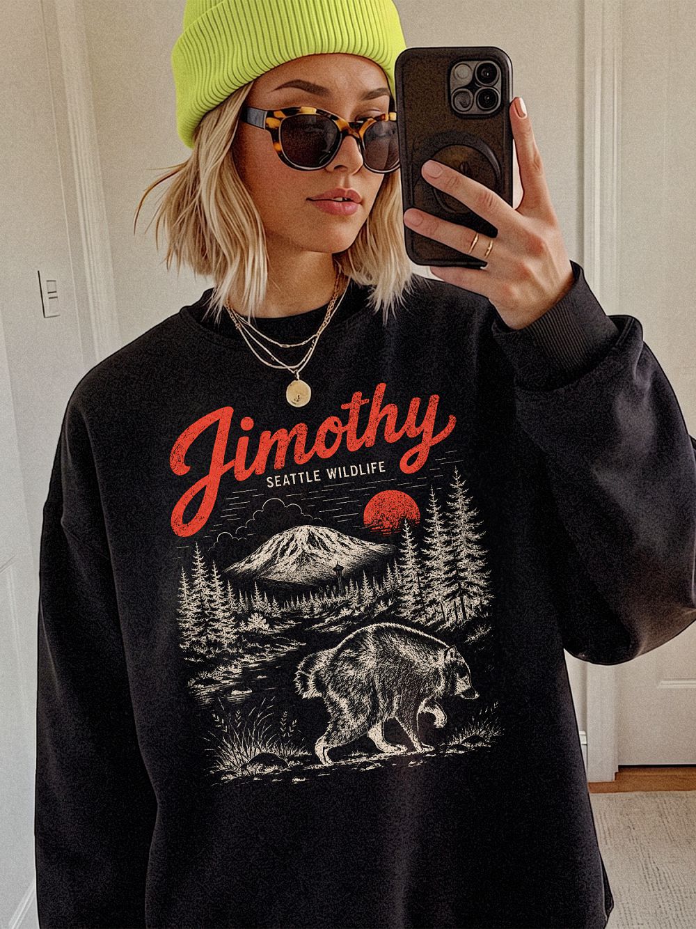 Jimothy Seattle Wildlife Sweatshirt | Vintage Bear Office Fan Gift