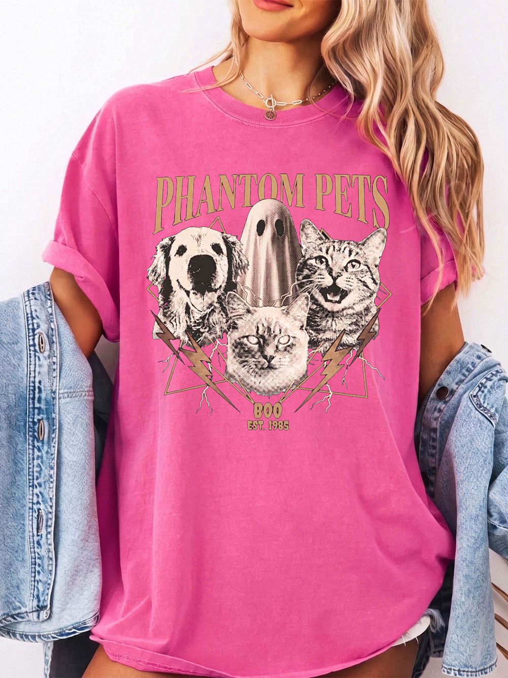 Phantom Pets Boo Est 1985 Retro Halloween Ghost Dog & Cat Shirt