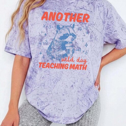 AST Raccoon Math Teacher Shirt - Another Wild Day Tie-Dye Tee