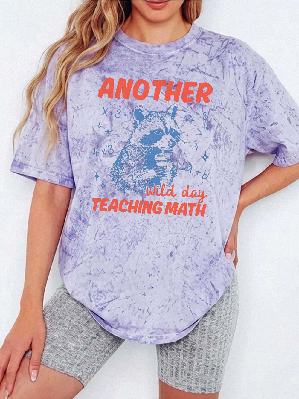 AST Raccoon Math Teacher Shirt - Another Wild Day Tie-Dye Tee