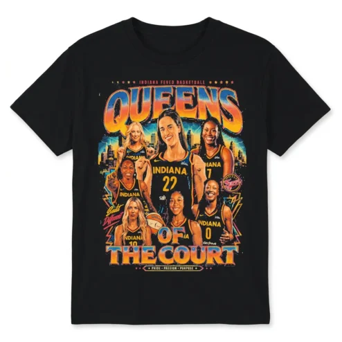 Queens Of The Court Indiana Basketball Retro Graphic Tee Women's Hoops Fan Shirt