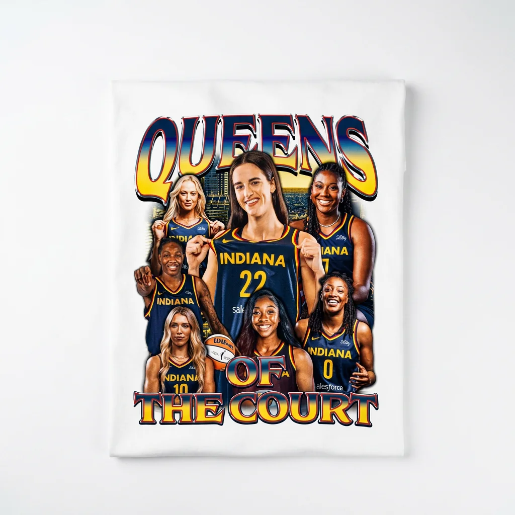 Caitlin Clark Queens of the Court Shirt Retro Indiana Basketball Graphic Tee for WNBA Fans
