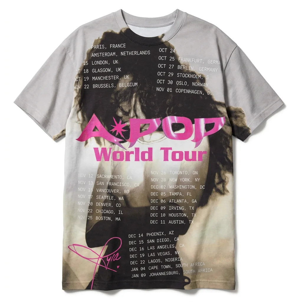 Tyla A POP World Tour 2026 Graphic Tee All Over Print Pop Concert Shirt