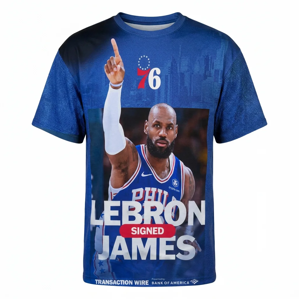 LeBron James Philadelphia 76ers Graphic Tee NBA Basketball Fan Legend Player Shirt