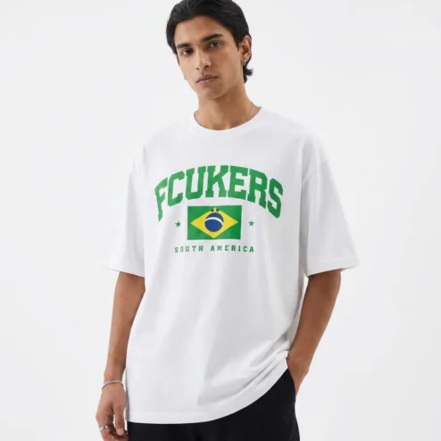Fcukers South America Brazil Flag Graphic Tee Vintage Collegiate Music Festival T-Shirt