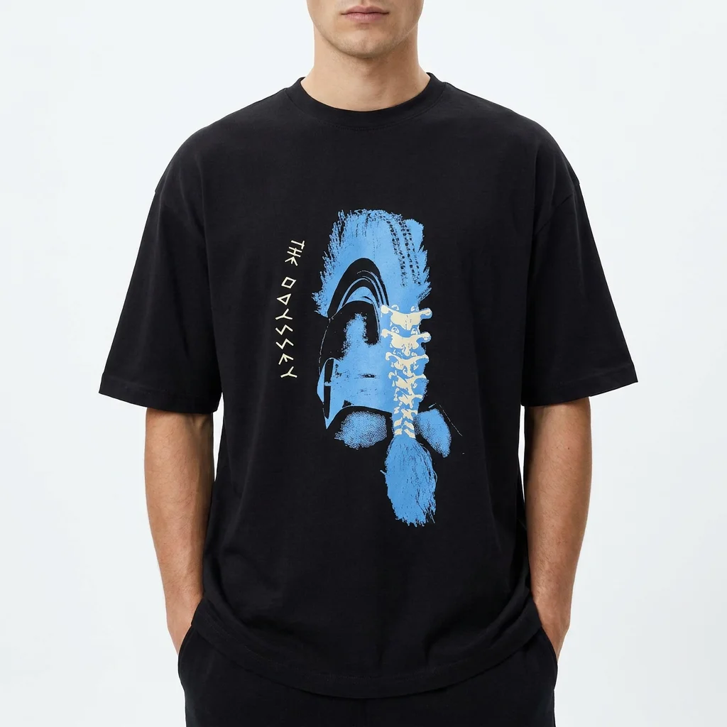 The Odyssey Spartan Helmet Graphic Tee Distressed Greek Mythology Literature Shirt