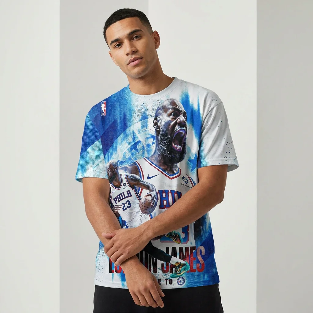 LeBron James Welcome To Phila 23 All-Over Print Graphic Tee For Philadelphia Basketball Fans