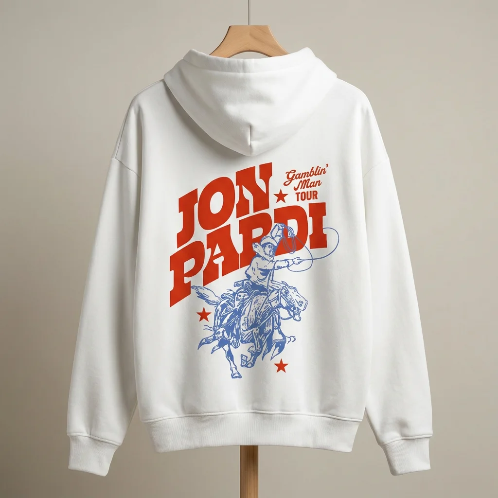Jon Pardi Gamblin' Man Tour Hoodie Retro Western Rodeo Graphic Country Concert Sweatshirt