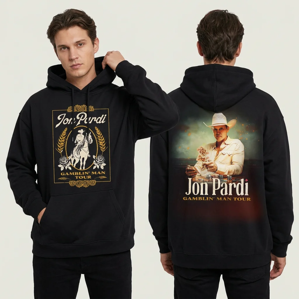 Jon Pardi Gamblin' Man Tour 2026 Pullover Hoodie Country Concert Fan Merch