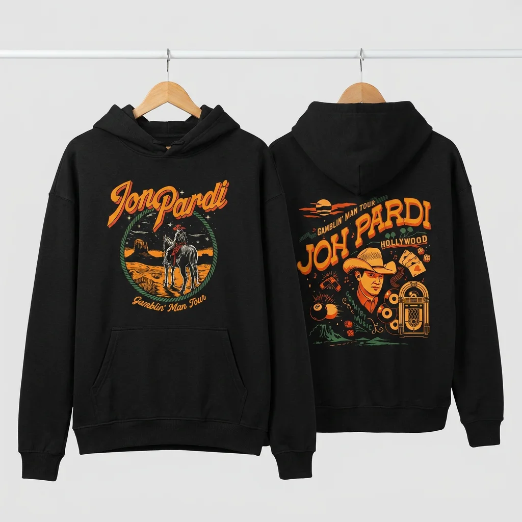 Jon Pardi Gamblin' Man Tour Hoodie Vintage Hollywood Country Music Merch