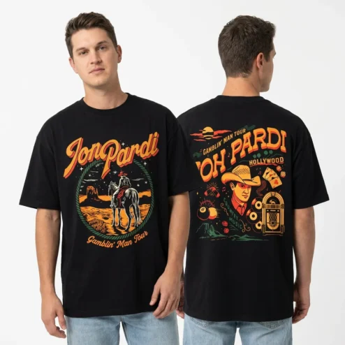 Jon Pardi Gamblin' Man Tour Graphic Tee Vintage Country Music Concert T-Shirt