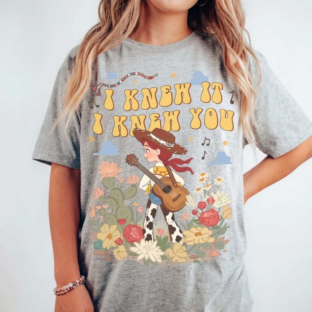 I Knew It I Knew You Cowgirl Graphic Tee Retro Western Music Fan T-Shirt