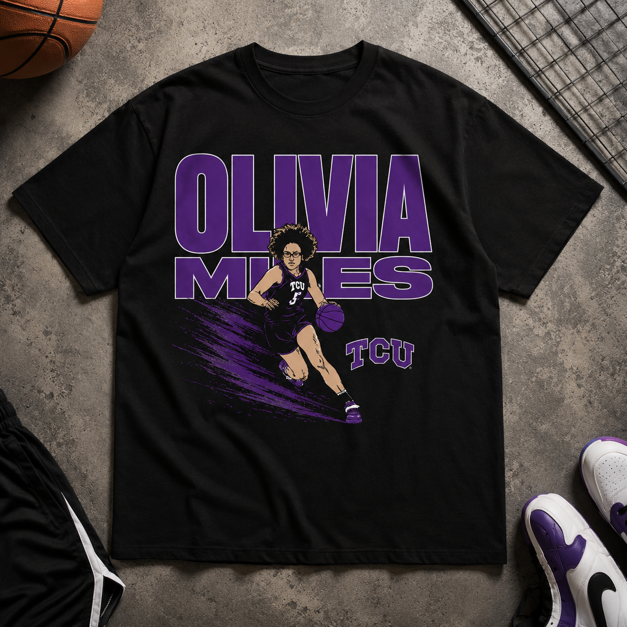 Olivia Miles TCU Basketball Graphic Tee - Women's Hoops Fan Apparel