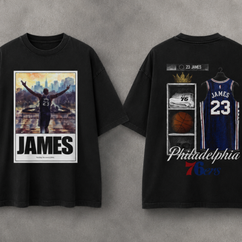 LeBron James 23 Philadelphia Basketball Graphic Tee King in Philly Sports Fan T-Shirt