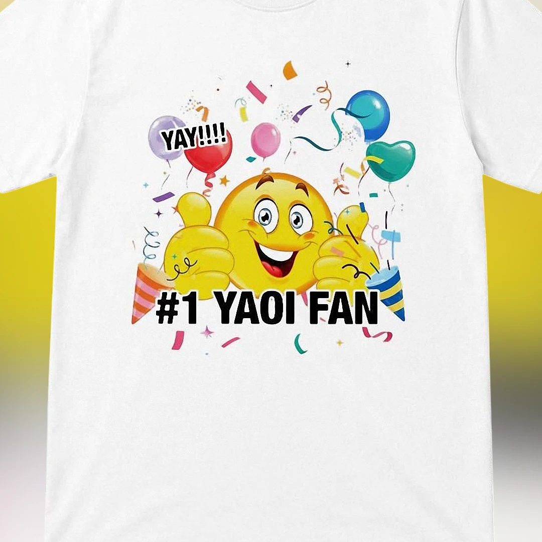 #1 Yaoi Fan Tee, Funny Anime Manga Emoji Celebration Party T-Shirt for Fujoshi and Otaku Fans