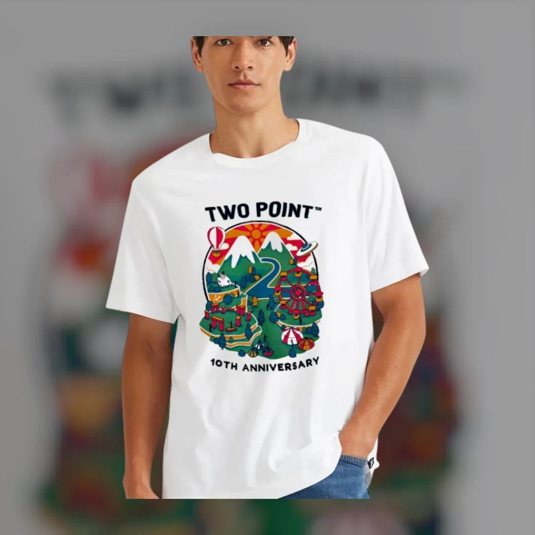 10th Anniversary Commemorative Tee Retro Amusement Park Carnival Graphic T-Shirt