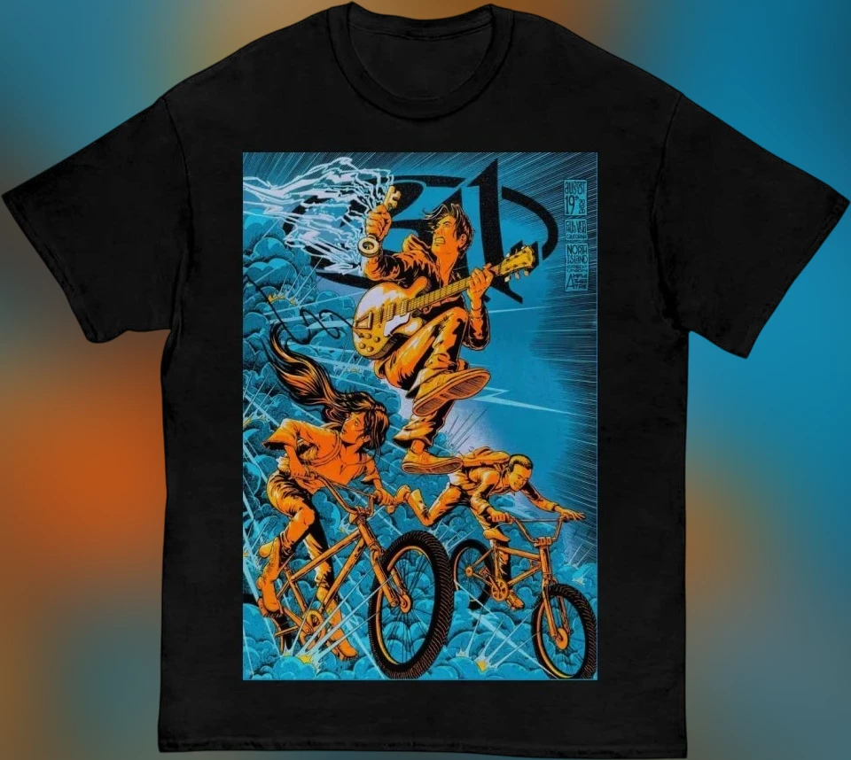 Band Comic Poster Graphic Tee Vintage Rock Concert Tour Shirt