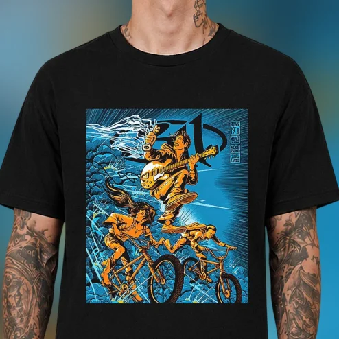 Band Tee Retro Comic Style Concert Poster Graphic Tee, Music Fan Gift Shirt