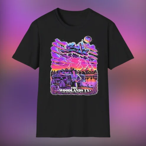 The Woodlands TX Concert Graphic Tee, Vintage Style Rock Band Tour Shirt for Fans