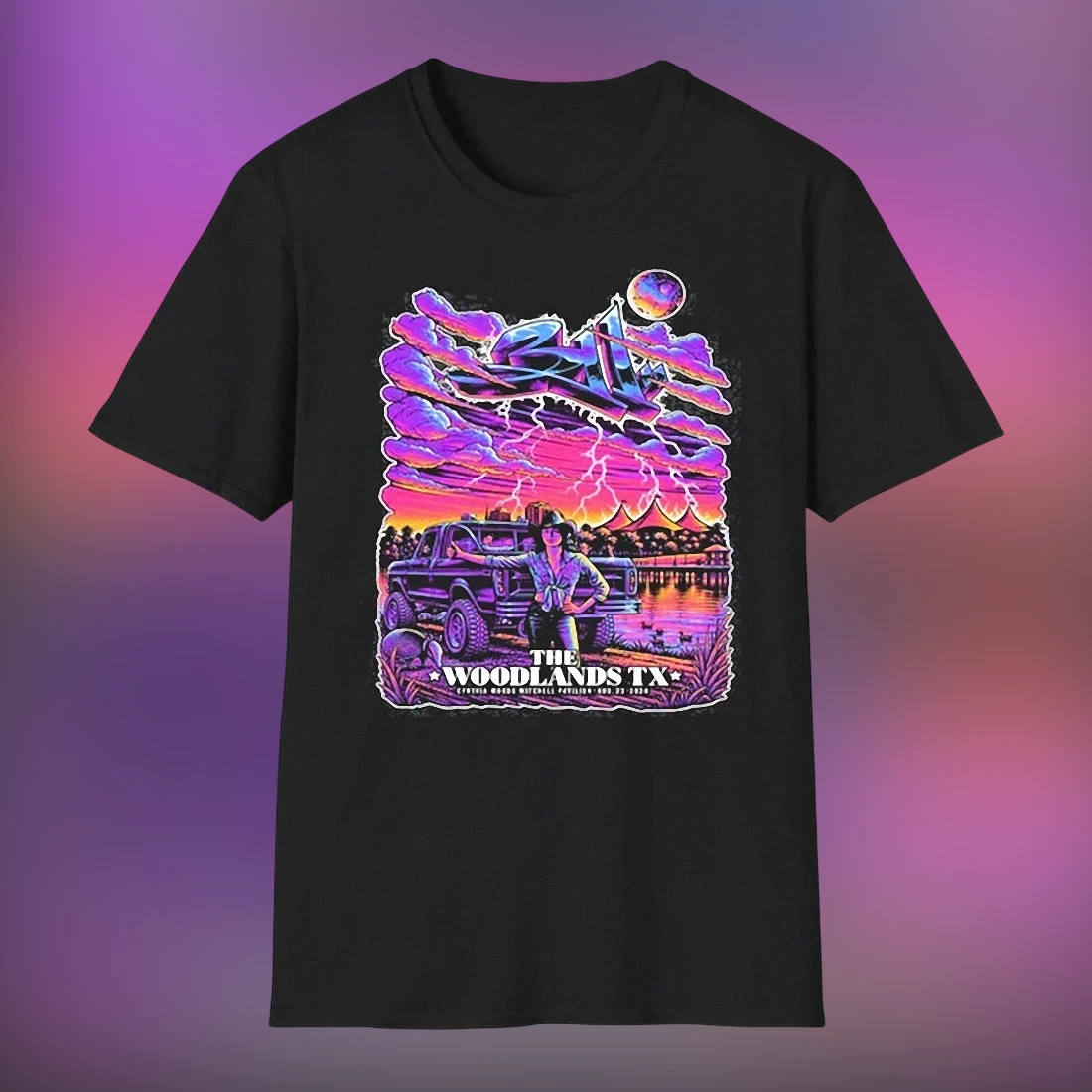 The Woodlands TX Concert Graphic Tee, Vintage Style Rock Band Tour Shirt for Fans